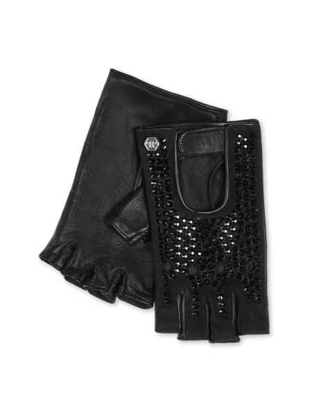 Rękawiczki Philipp Plein skórzane czarne