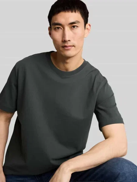 T-shirt o kroju relaxed fit z mieszanki bawełny Tom Tailor oliwkowa