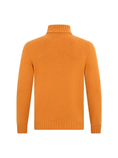 Sweter z golfem Fedeli z kaszmiru pomarańczowy