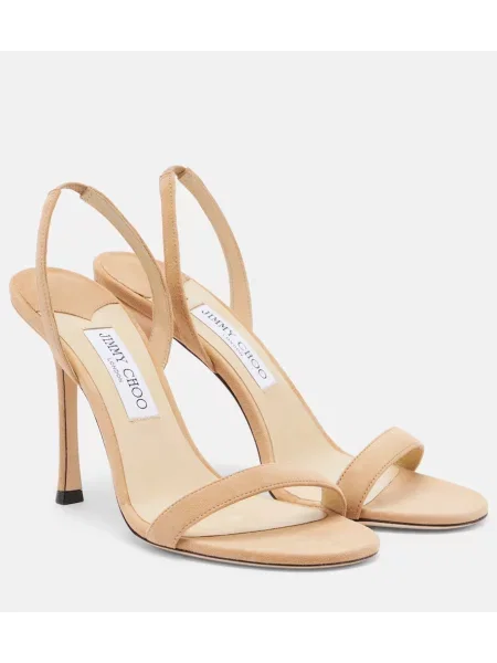Sandale Jimmy Choo din piele de căprioară slingback bej