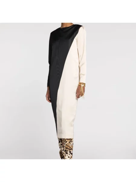 Sukienka midi Roberto Cavalli w paski z paskiem czarna
