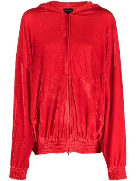 Hanorac cu glugă Balenciaga de catifea roșu