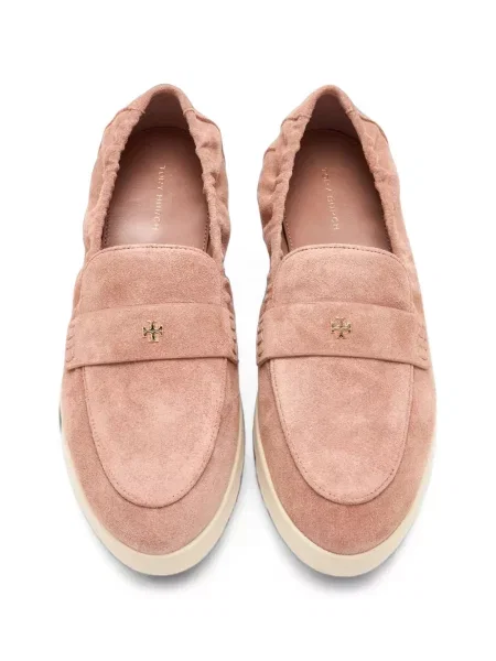 Pantofi loafer Tory Burch din piele de căprioară roz