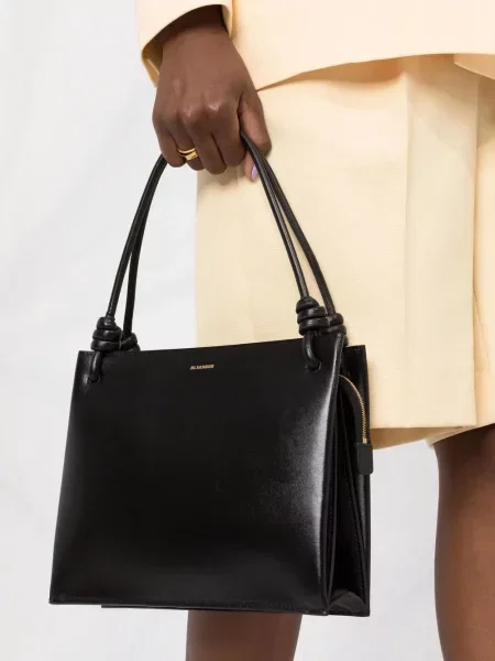 Kožna torbica Jil Sander crna