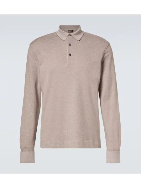Cămașă Zegna cu guler henley gri