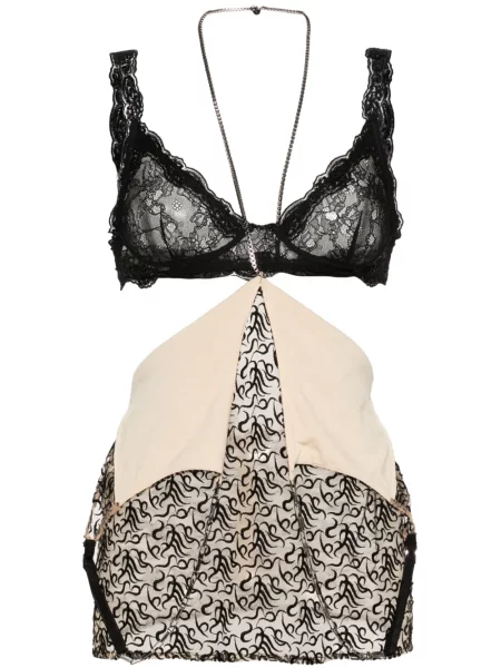 Top The Attico cu broderie din tul negru