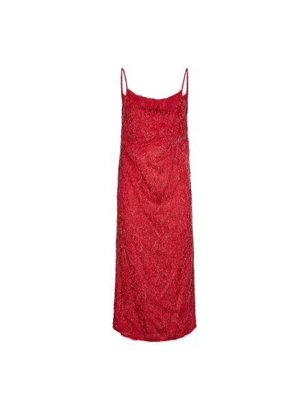 Sukienka midi Bottega Veneta czerwona