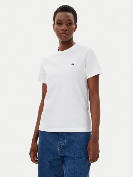 Kratek majica Calvin Klein Jeans bela