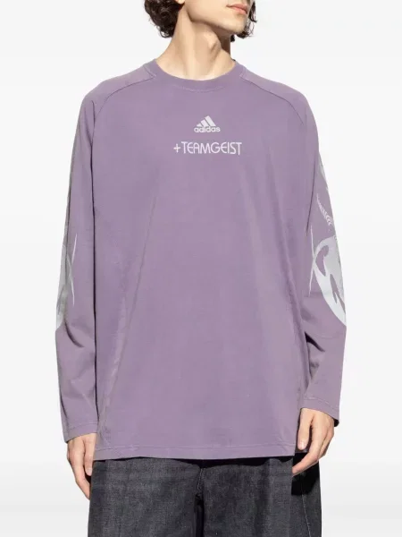 Tricou Adidas din piele de căprioară cu model floral lung maro