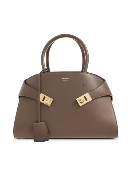 Torebka skórzana Salvatore Ferragamo bez fiszbin brązowa