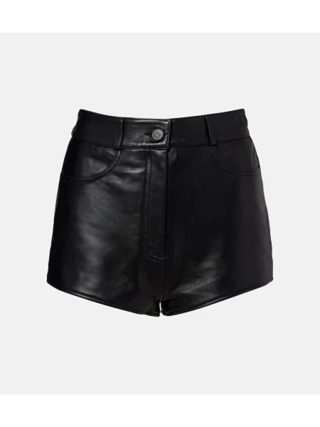 Pantaloni scurți The Frankie Shop cu talie înaltă din piele negru