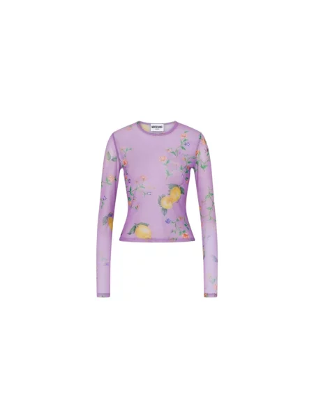 Top Moschino z nadrukiem z siateczką z siateczki fioletowy