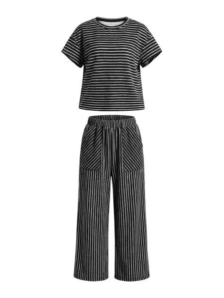 Imily Bela Costum cu pantaloni negru alb