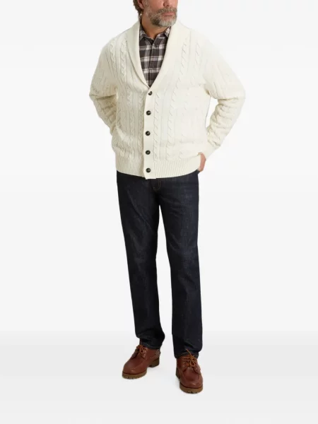 Gulerat cardigan Woolrich tricotate alb