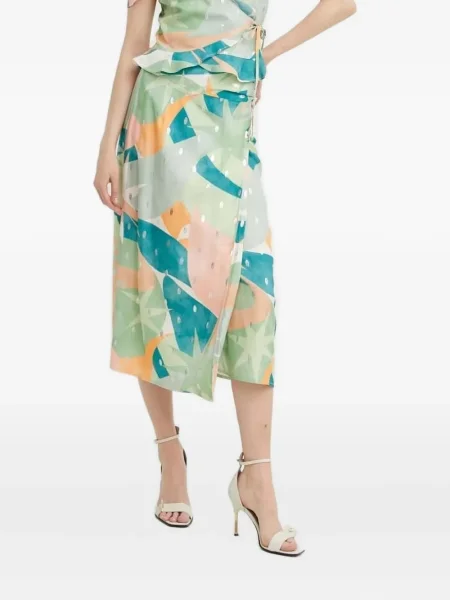 Fustă Never Fully Dressed cu imagine cu imprimeu abstract verde