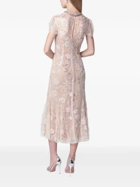 Rochie midi Self-portrait cu paiete cu model floral roz