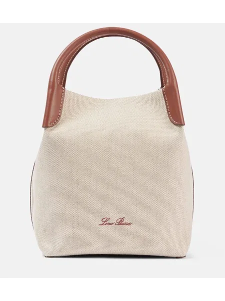 Кожена кожена чанта Loro Piana бежово