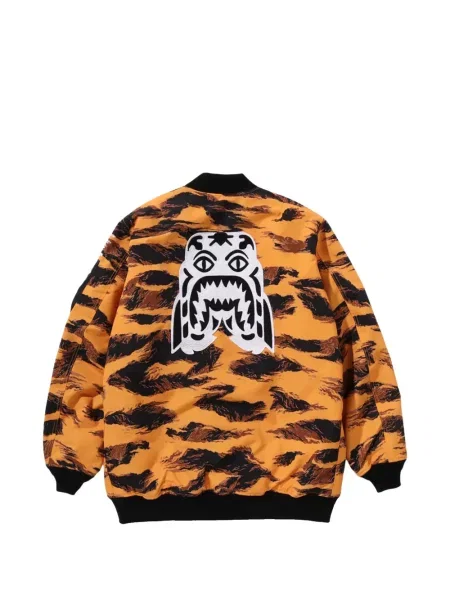 Μακρύς μπουφάν bomber A Bathing Ape® με ρίγες τίγρη πορτοκαλί