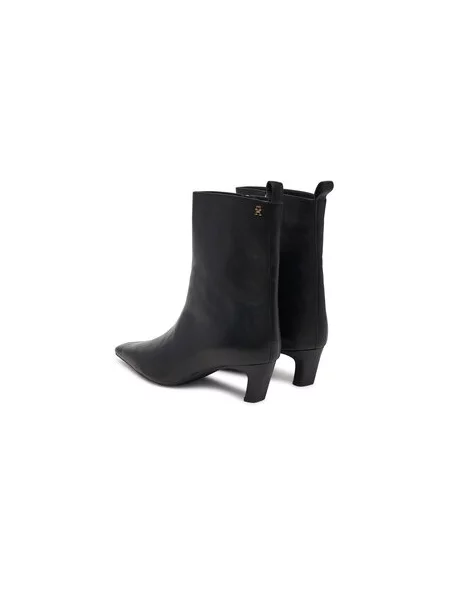 Členková obuv Tommy Hilfiger Kitten Heel Leather Ankle Boot čierna