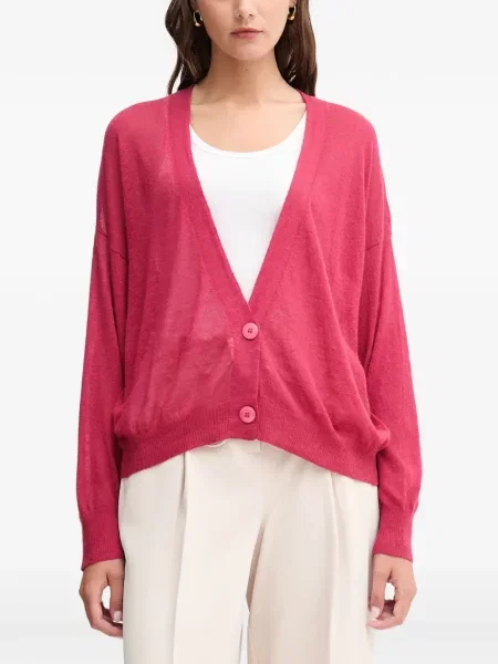 Cardigan Benetton tricotate cu decolteu în V roz