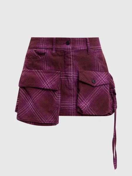 Спідниця міні в клітинкку The Attico бордова