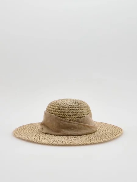 Reserved Капелюх зі стрічкою кремовий 