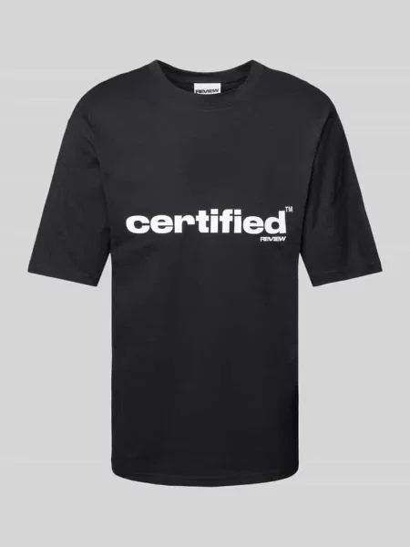 T-shirt z nadrukiem z logo Review czarna