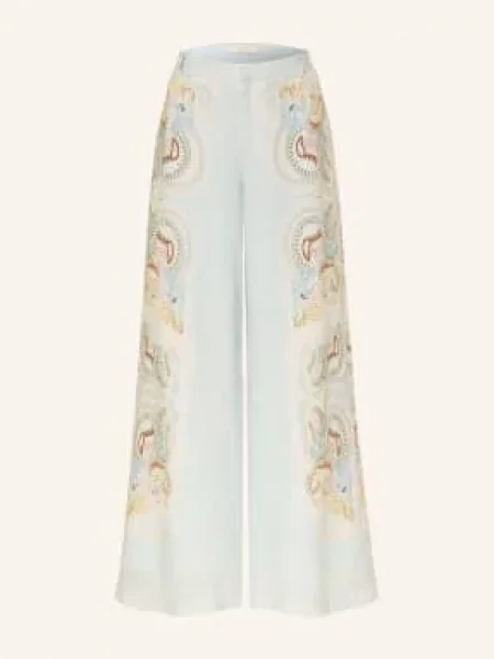 Ivi Collection Spodnie Z Lnu Typu Marlene blau żółte