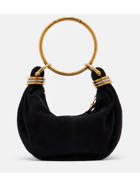 Top Chloé din piele de căprioară negru