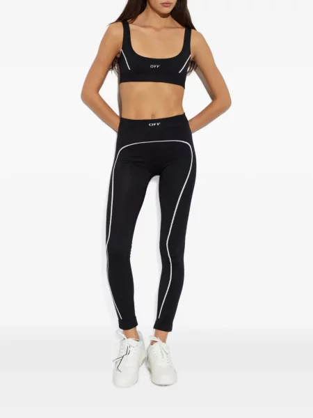 Sutien sport Off-white cu broderie alb