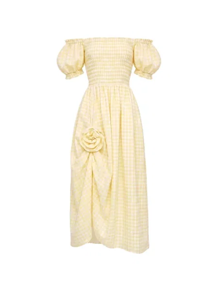 Rochie maxi Sleeper în carouri galben