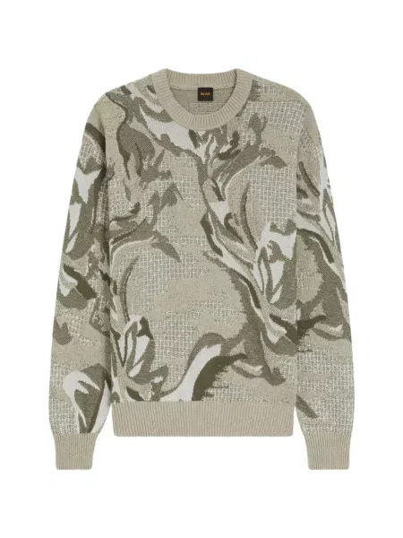 Pulover Boss cu model floral verde