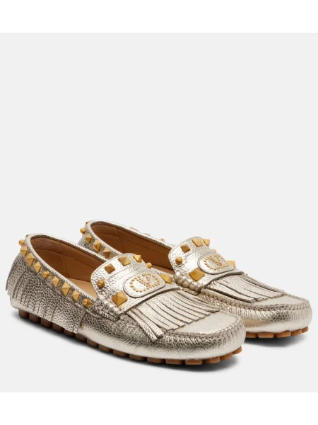 Pantofi loafer Valentino Garavani din piele auriu