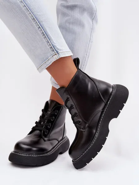 Botine Boto cu platformă negru