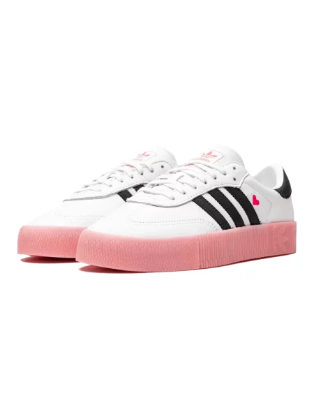 Lniane sneakersy Adidas Samba na platformie białe