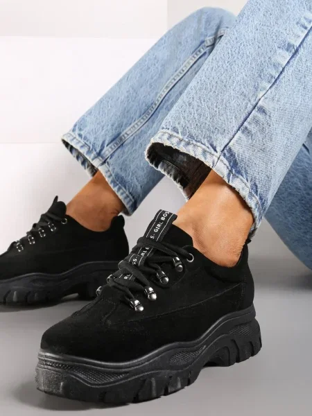 Sneakers din Catifea Farwynn negri
