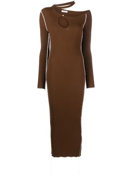 Rochie midi Julfer tricotate până la genunchi de costum maro