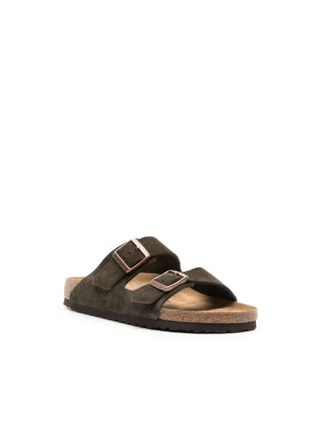 Klapki Birkenstock zamszowe brązowe
