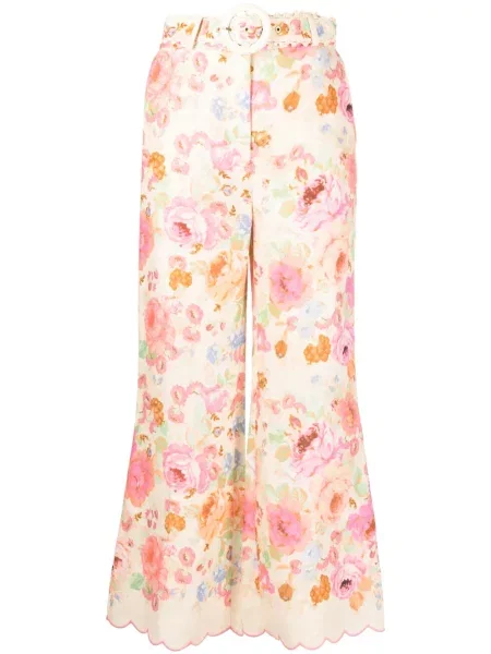 Pantaloni Zimmermann de in cu model floral cu imagine roz