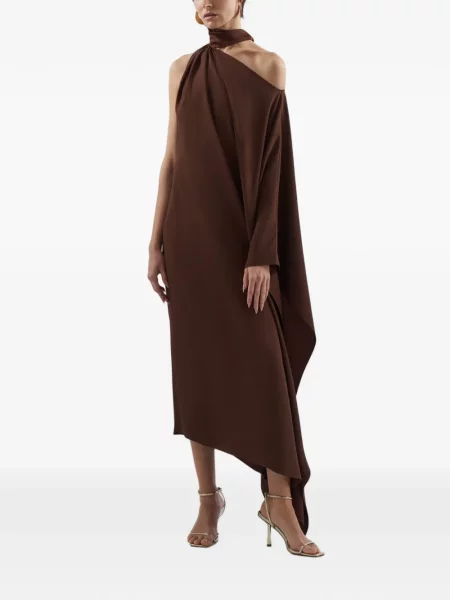 Rochie midi Taller Marmo asimetrică maro