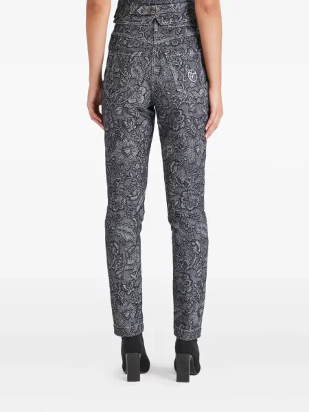 Pantaloni Temperley London cu model floral cu imagine negru
