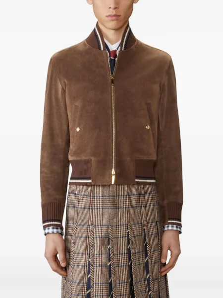 Geacă bomber Thom Browne din piele de căprioară