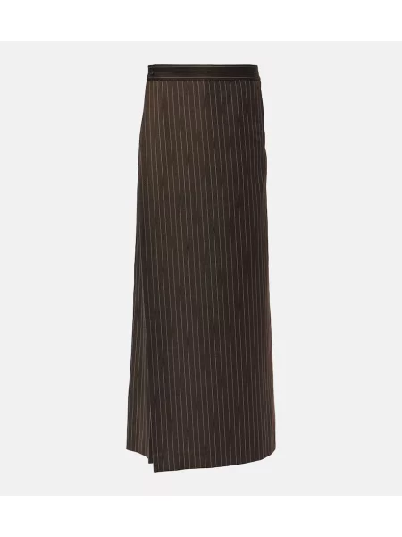 Maksi spódnica maxi Jean Paul Gaultier wełniana w paski brązowa