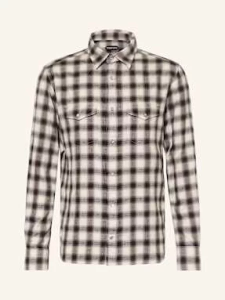 Tom Ford Košile Regular Fit šedá/ hnědá/ režná šedá