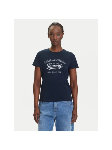 Tommy Jeans Póló Essential Regular Fit sötétkék
