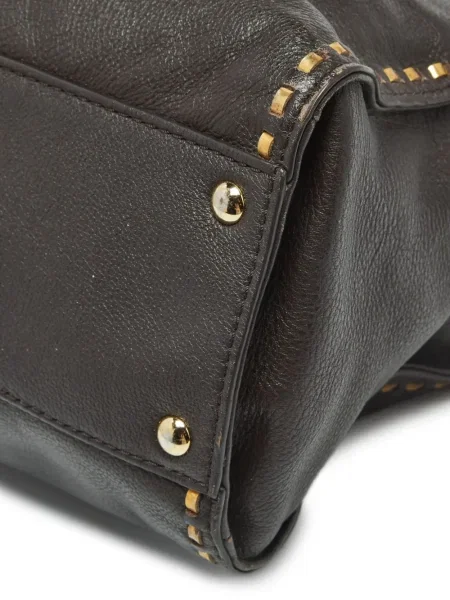 Geantă cu mânere cu lanț Michael Michael Kors din canvas maro