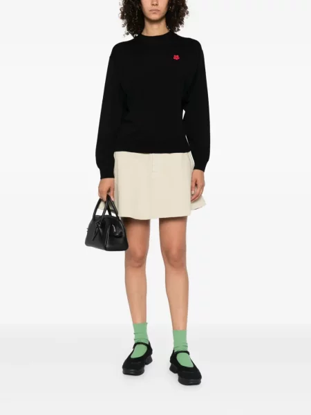 Pulover Kenzo cu broderie de lână cu model floral negru