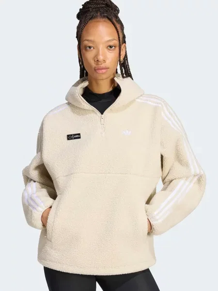 Adidas Originals hanorac cu glugă pentru femei din polar Adiluna Season 2 x Jennie bej