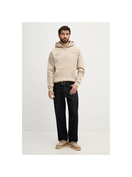 Bluza z kapturem Alpha Industries z kapturem z logo beżowa