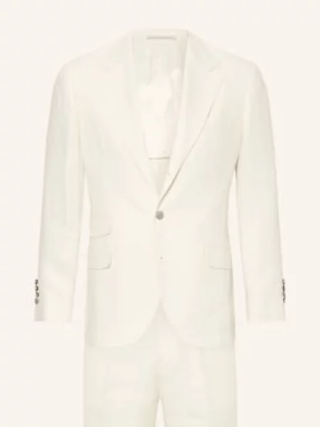 Brunello Cucinelli Oblek Extra Slim Fit S Hedvábím A Lnem krémová